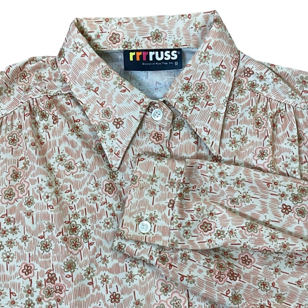 Vintage Floral Button Down Shirt - Pink and Cream